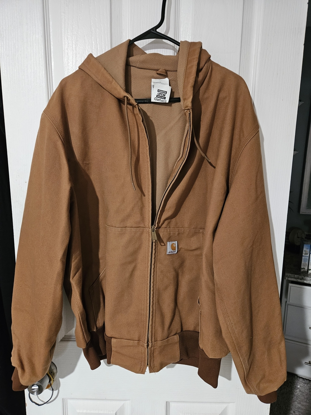 Carhartt Brown Hooded Work Jacket with Zipper